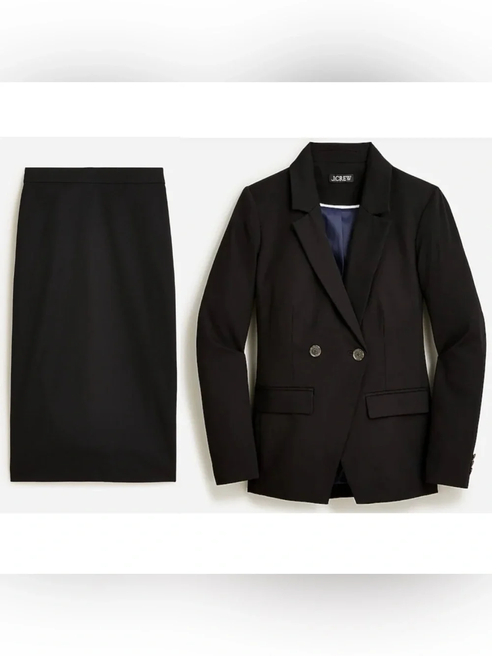 NWOT J. Crew 2 Piece Blazer & Skirt Sz 4P Black